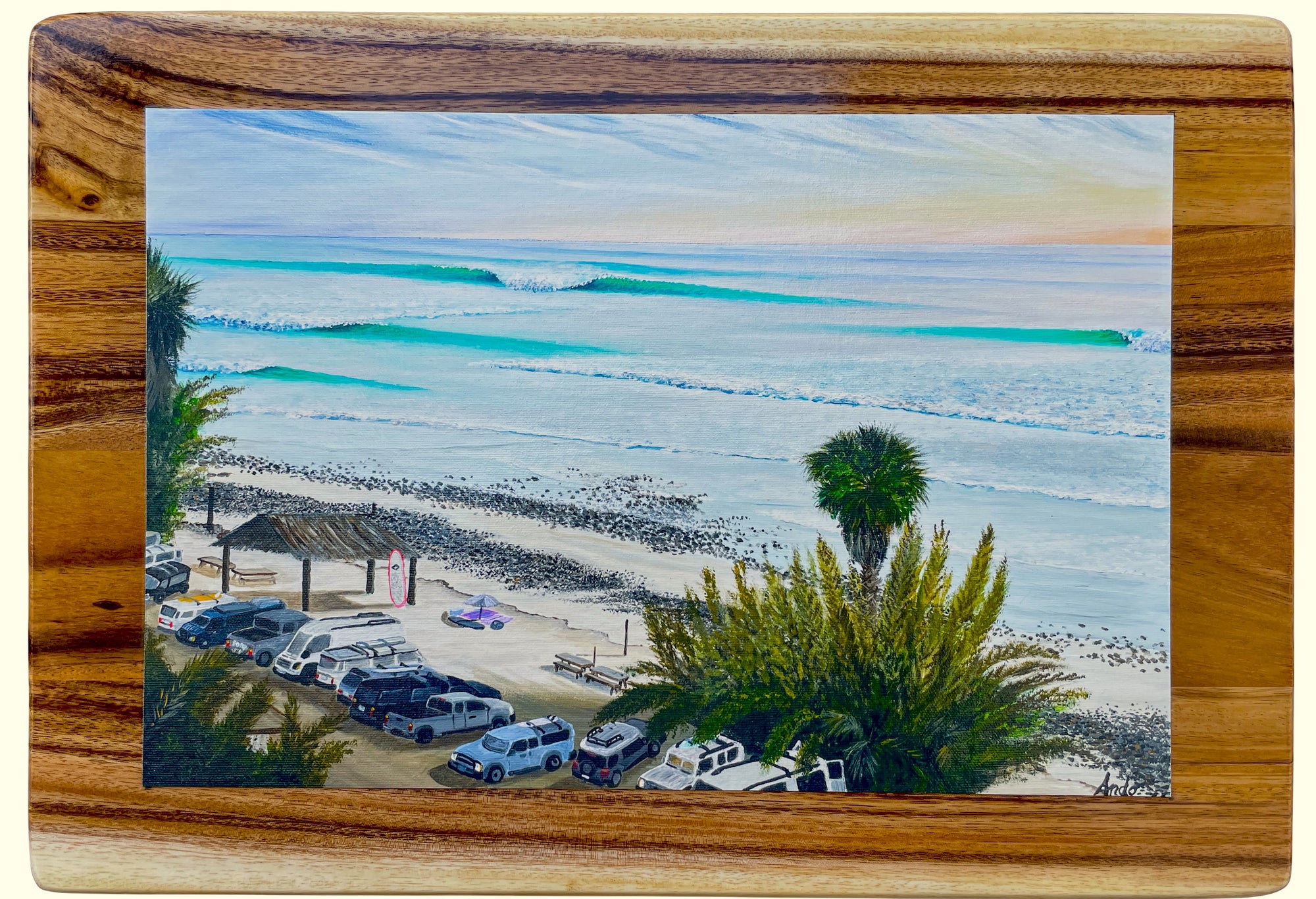 Late Afternoon at San Onofre - giclee canvas print mounted on tropical hardwood plank