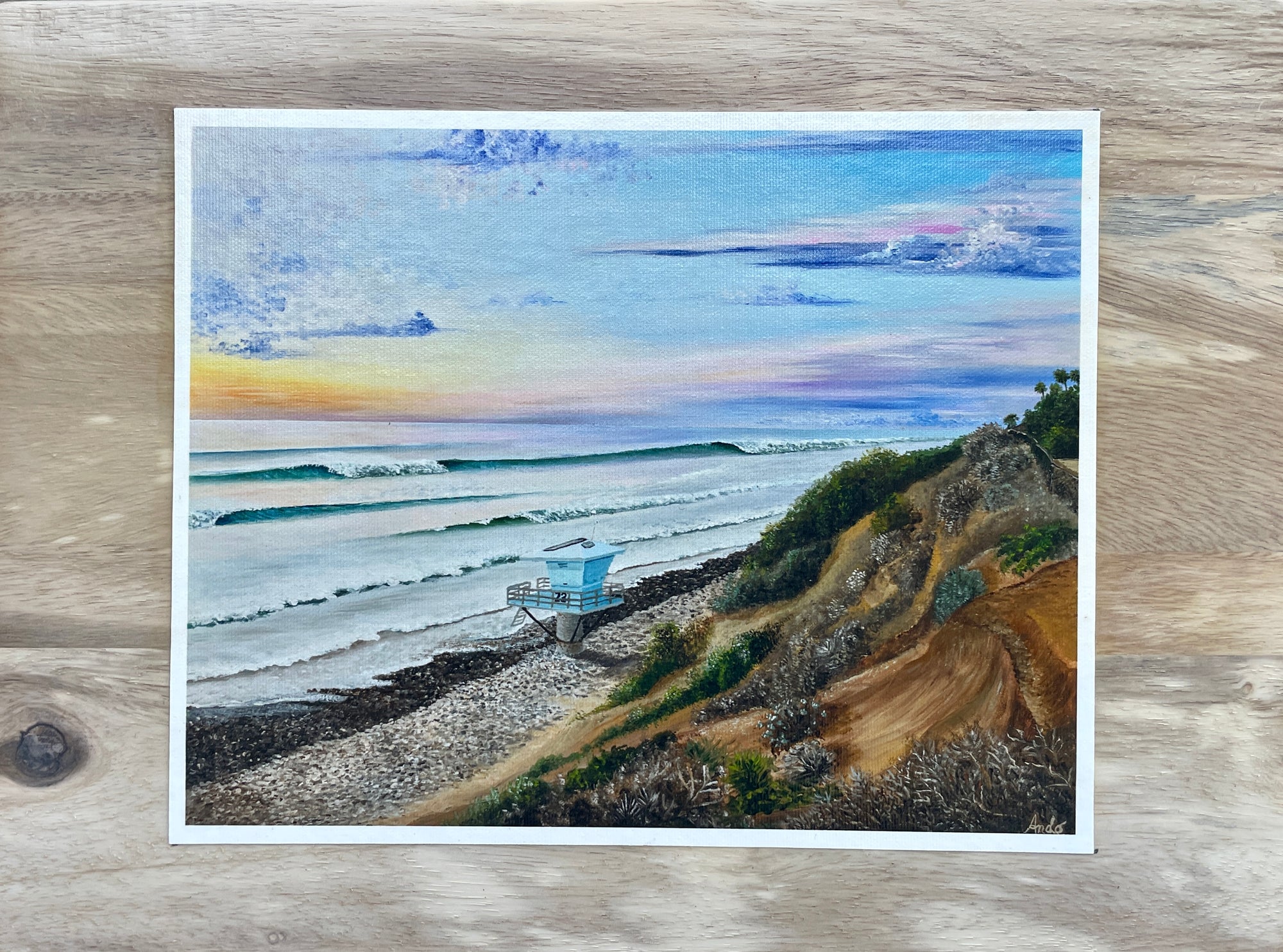 Sunset at South Carlsbad Campground -  on Acacia Hardwood